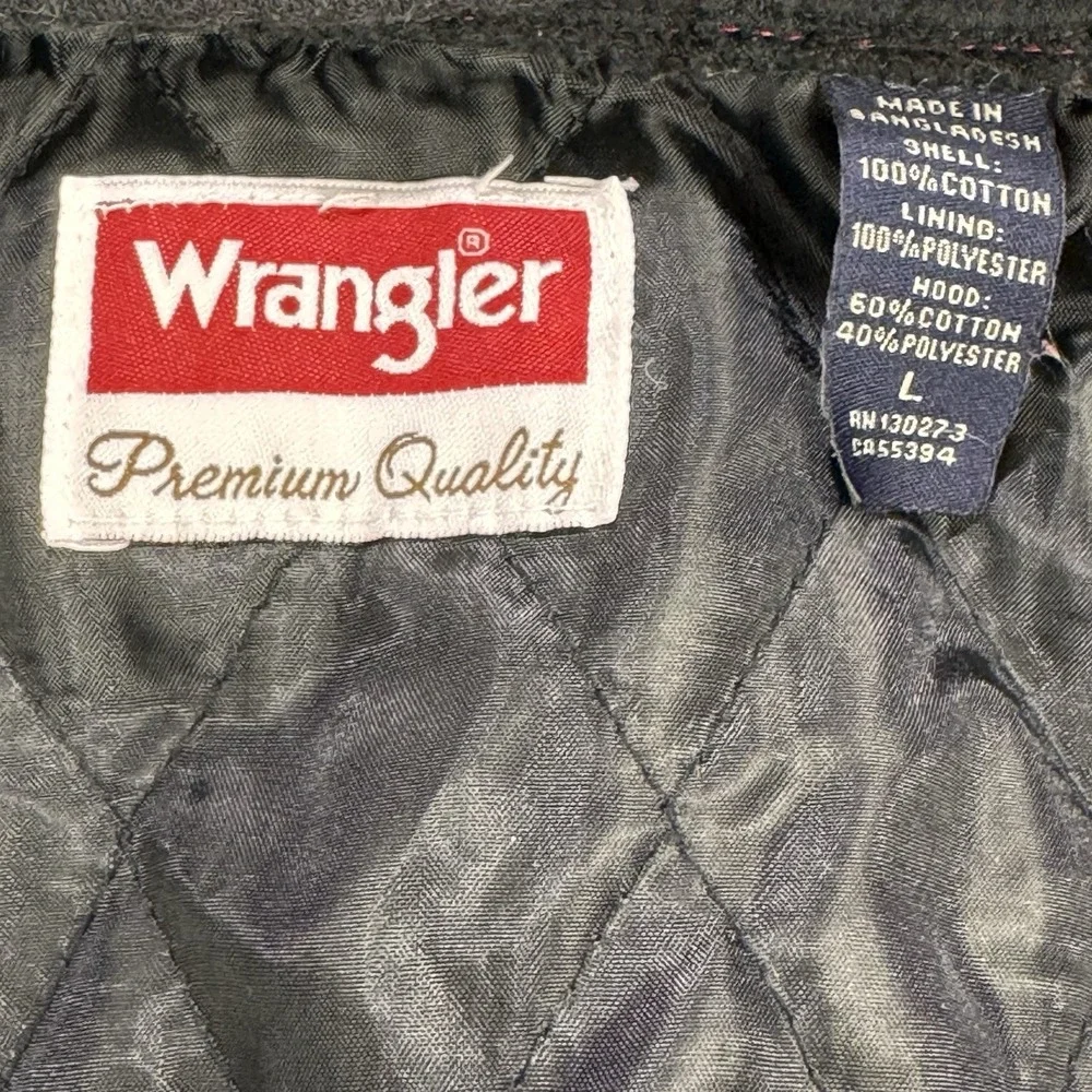 Wrangler Quilted Lined Shacket Men L Red Buffalo Plaid‎ Workwear Hooded